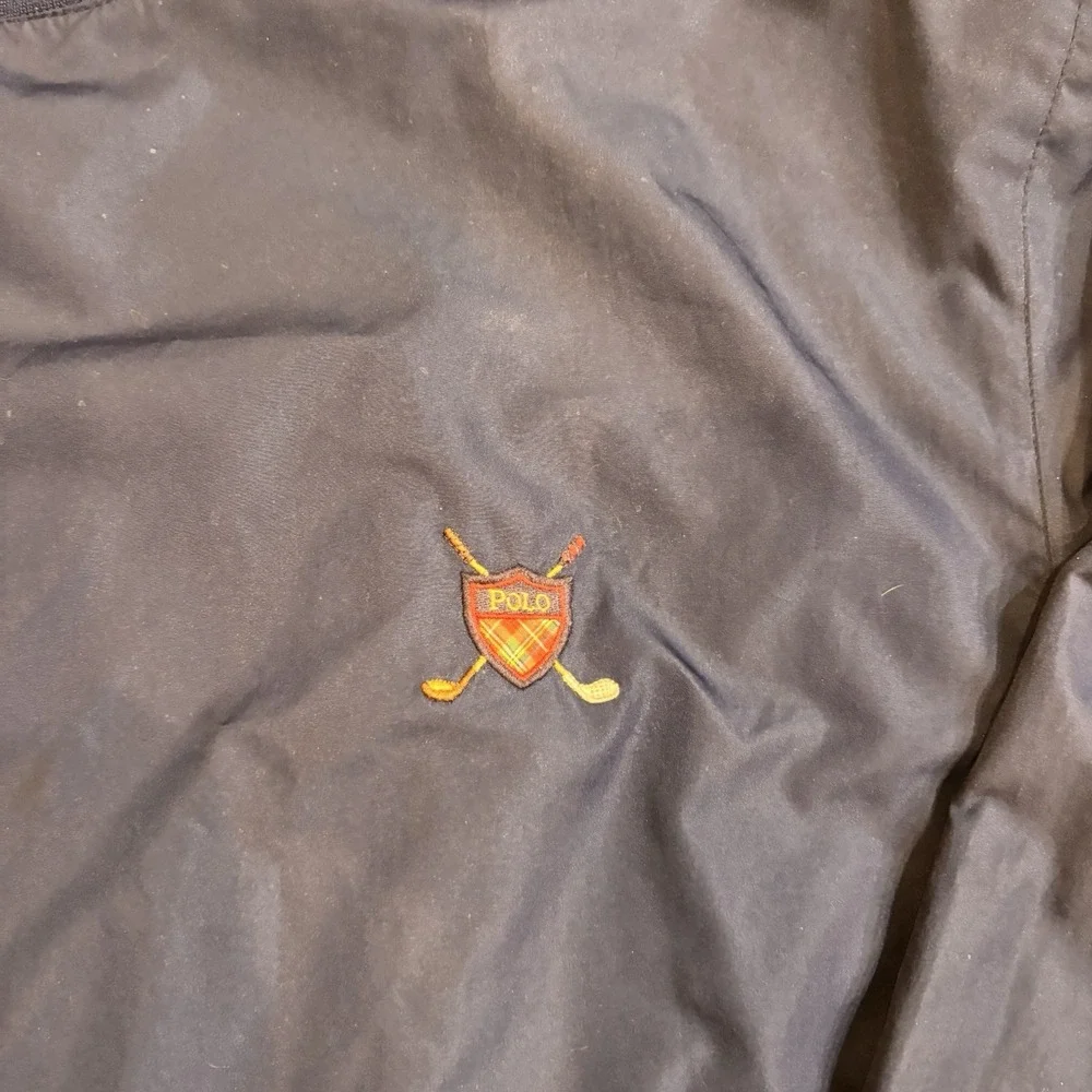 Vintage Polo Golf Ralph Lauren Pullover Jacket Navy Blue Mesh Lined XL‎